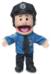 Silly Puppets Policeman puppet stands 14 inches tall for imaginative play.