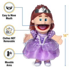 Princess Peach Girl puppet shown standing 14 inches tall for storytelling.