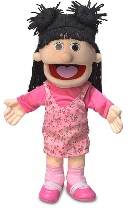Silly Puppets Susie Peach Girl hand puppet with expressive mouth movement for storytelling.