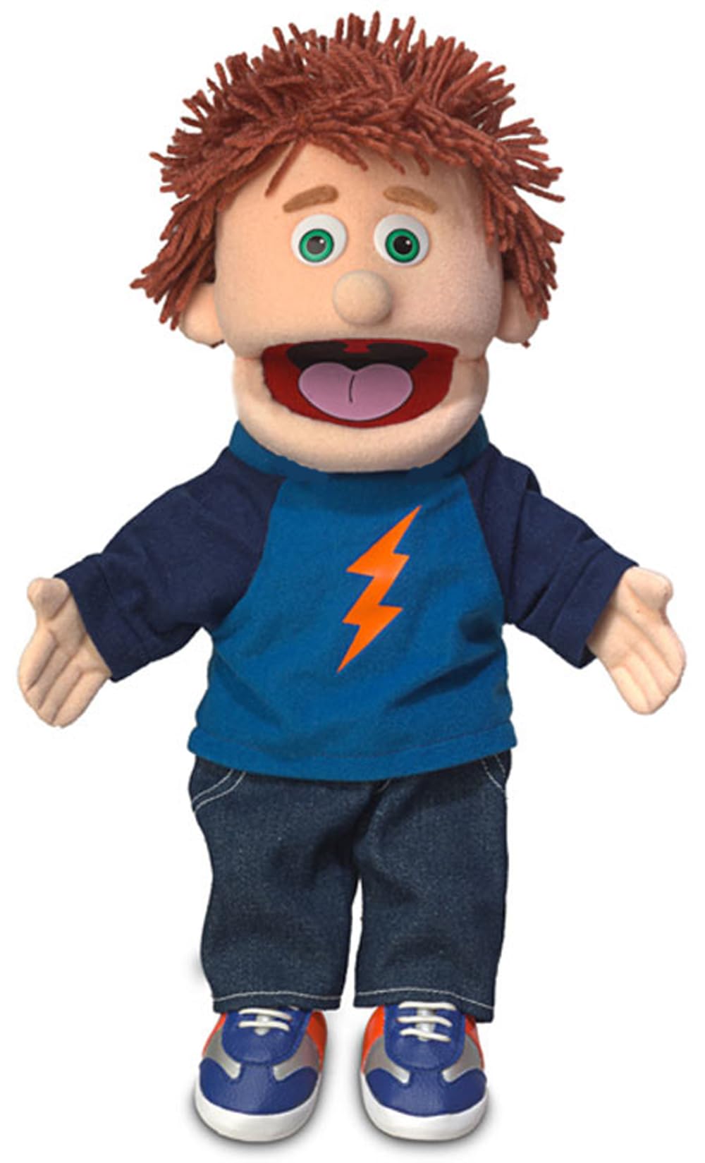 Silly Puppets Tommy Peach Boy hand puppet front view for imaginative play