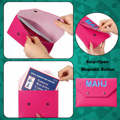 SilTriangle mahjong card clutch hot pink back view highlighting slim, portable design.