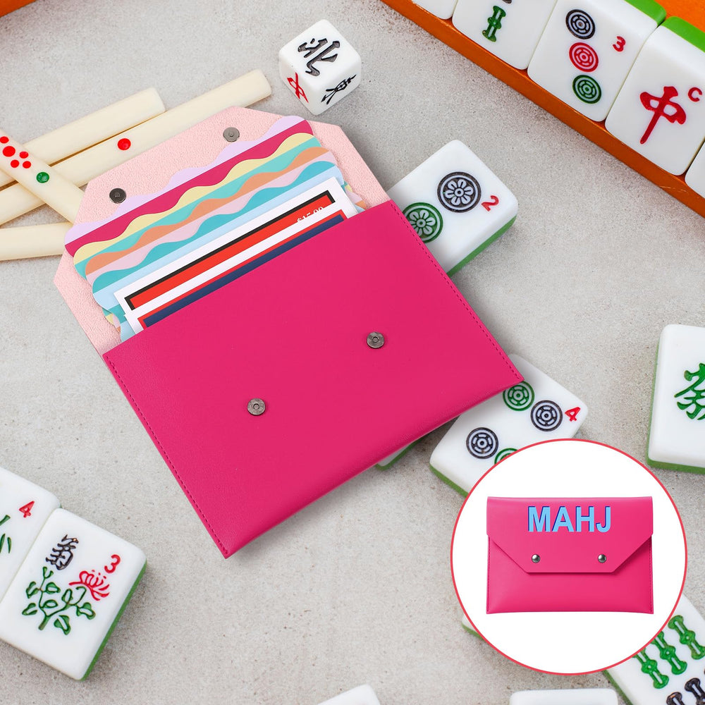 SilTriangle mahjong card clutch in bag demonstrates travel-friendly size.