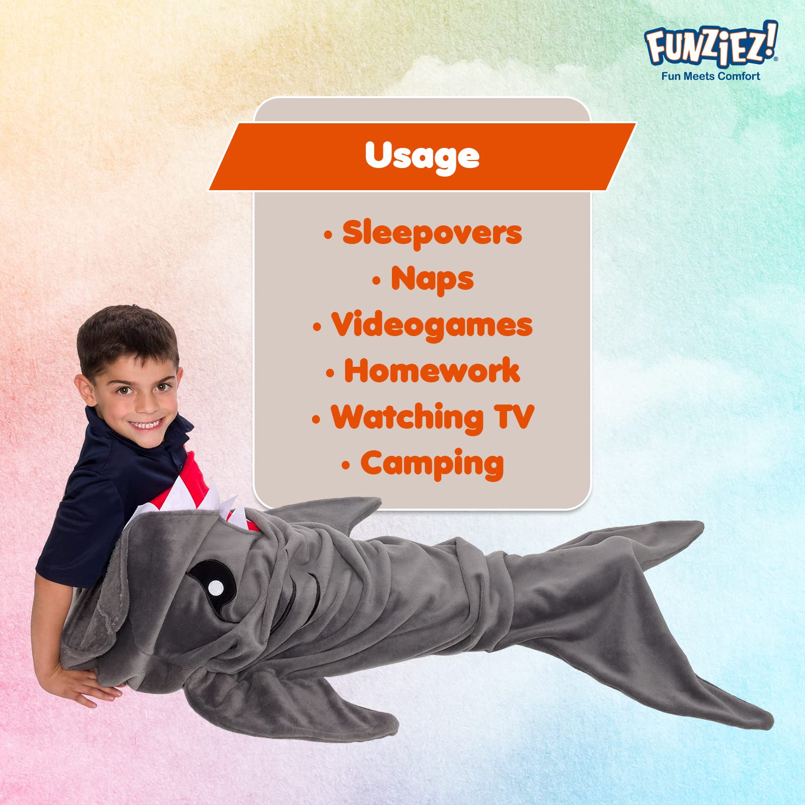 Silver Lilly Shark Tail Blanket ideal for sleepovers and movie nights.