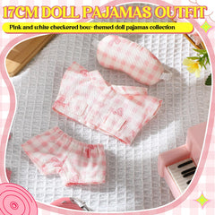 Simgoing 17cm doll pajama set blue gingham floral style for playful bedtime