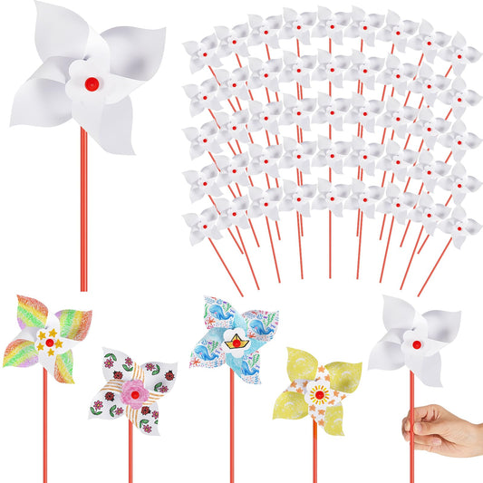 Simgoing 800-pcs blank white pinwheels kit for kids’ DIY crafts and decorations.