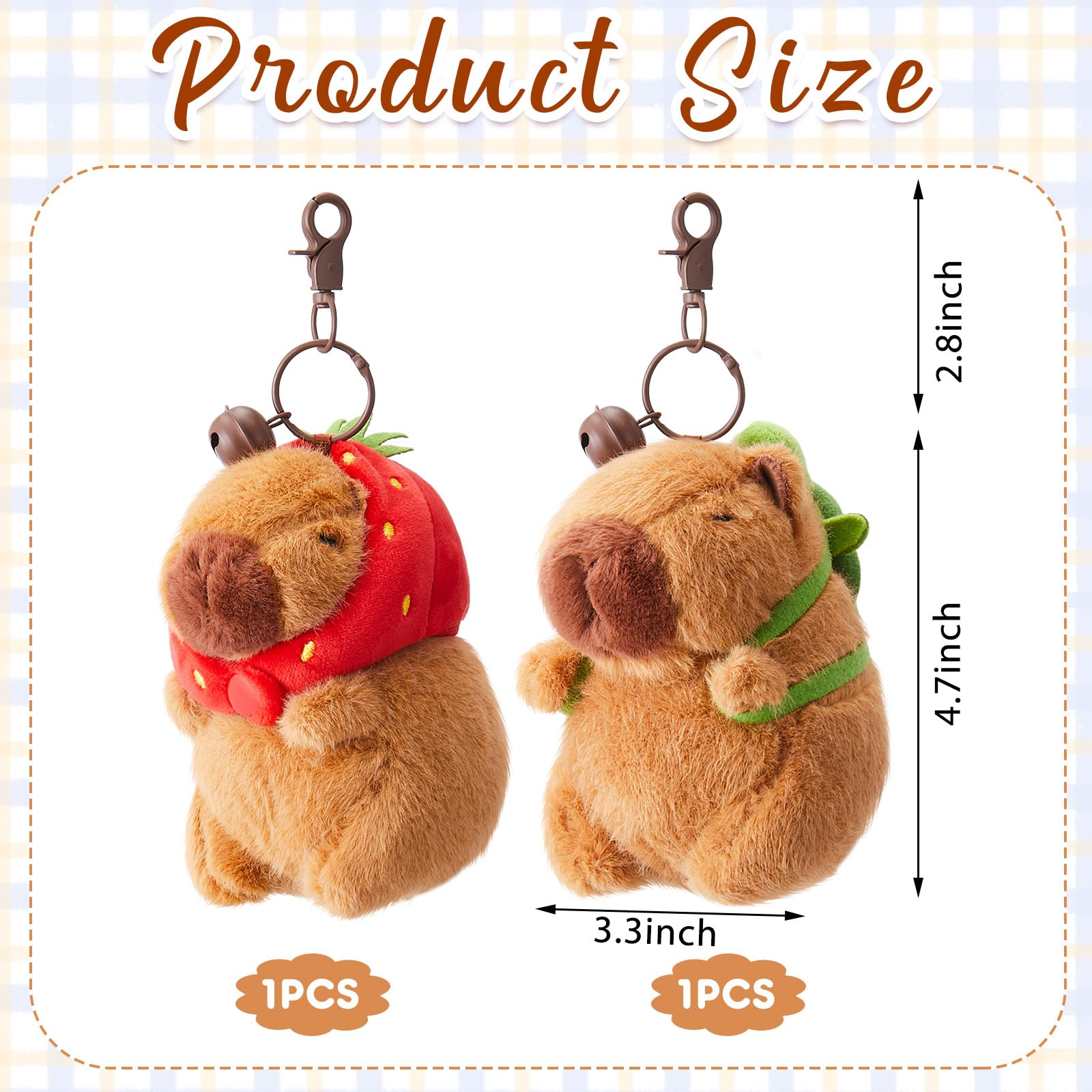 Simgoing capybara plush keychain with strawberry hood brightens backpacks and keys.