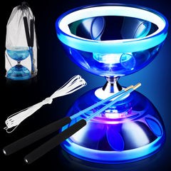 Simgoing LED Chinese yoyo diabolo blue with color-changing glow for performances.
