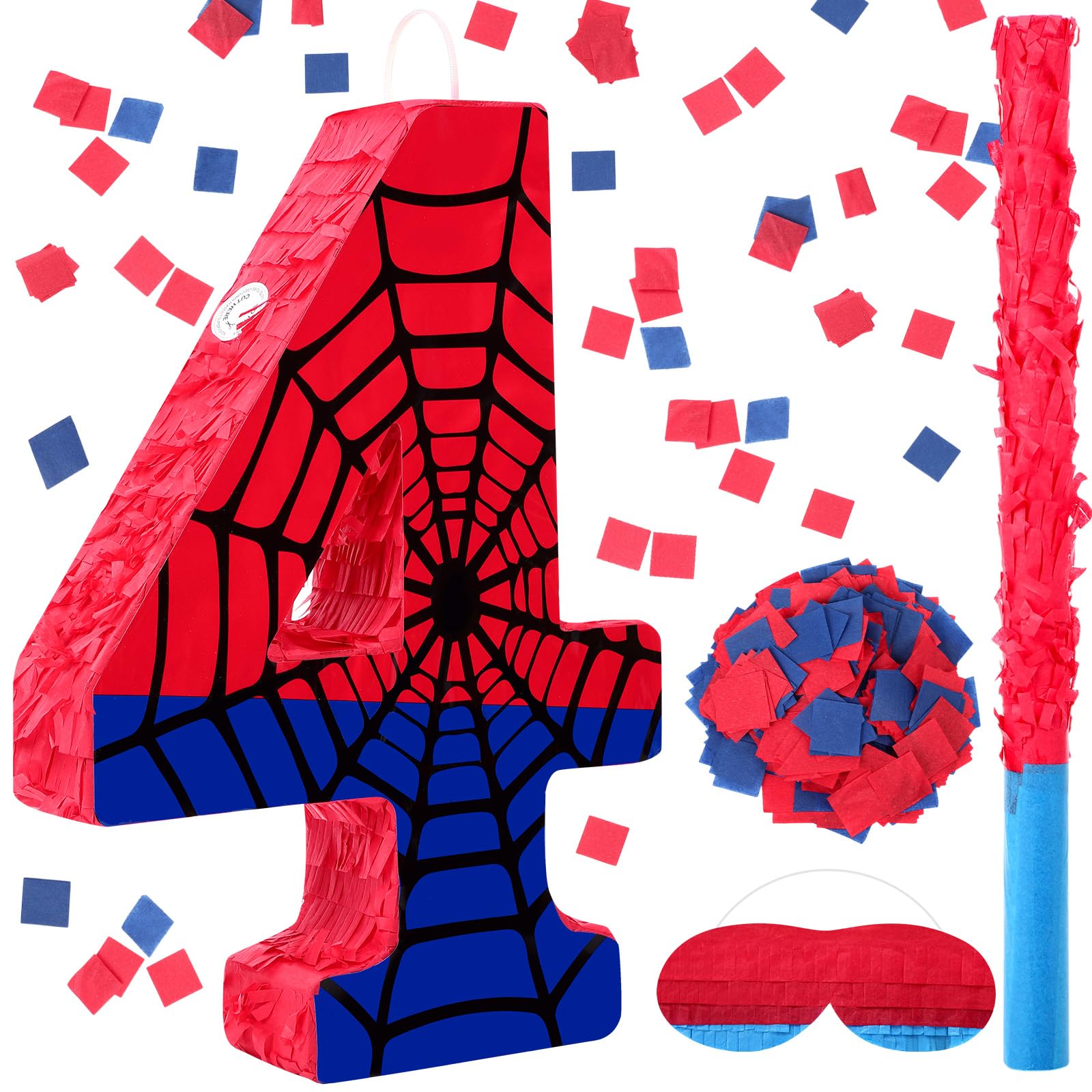 Simgoing Number 4 Spider Web Pinata, striking centerpiece that invites playful candy-breaking at parties.