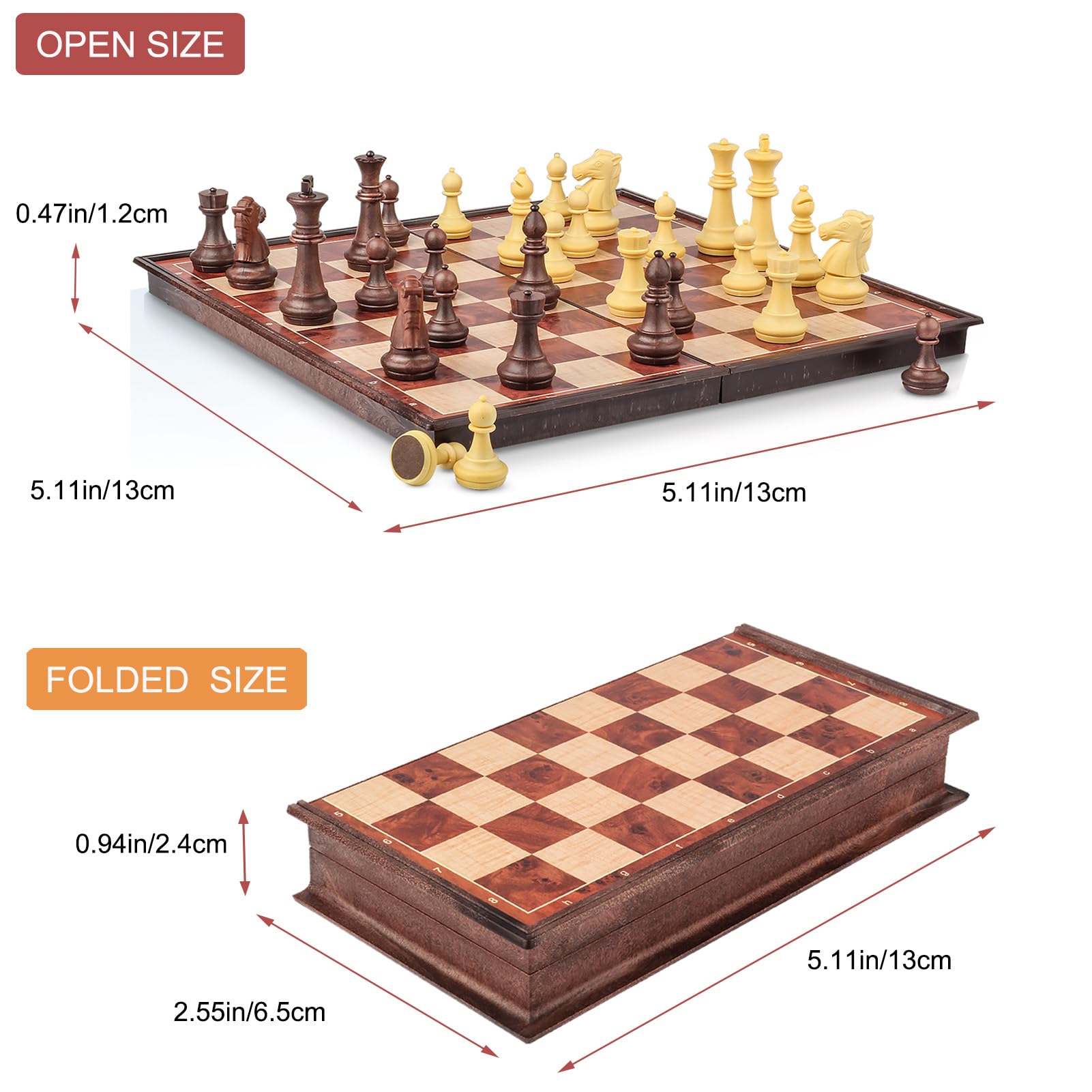 SIMPLEWIN magnetic travel chess pieces stay secure during travel