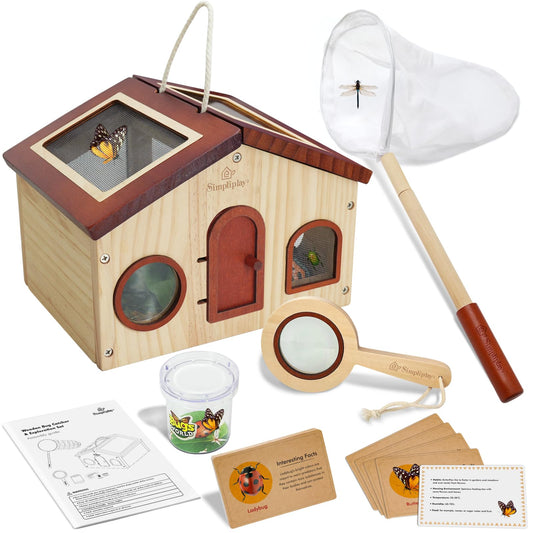 SIMPLIPLAY Kids Explorer Kit bug catcher with wooden habitat for backyard discovery