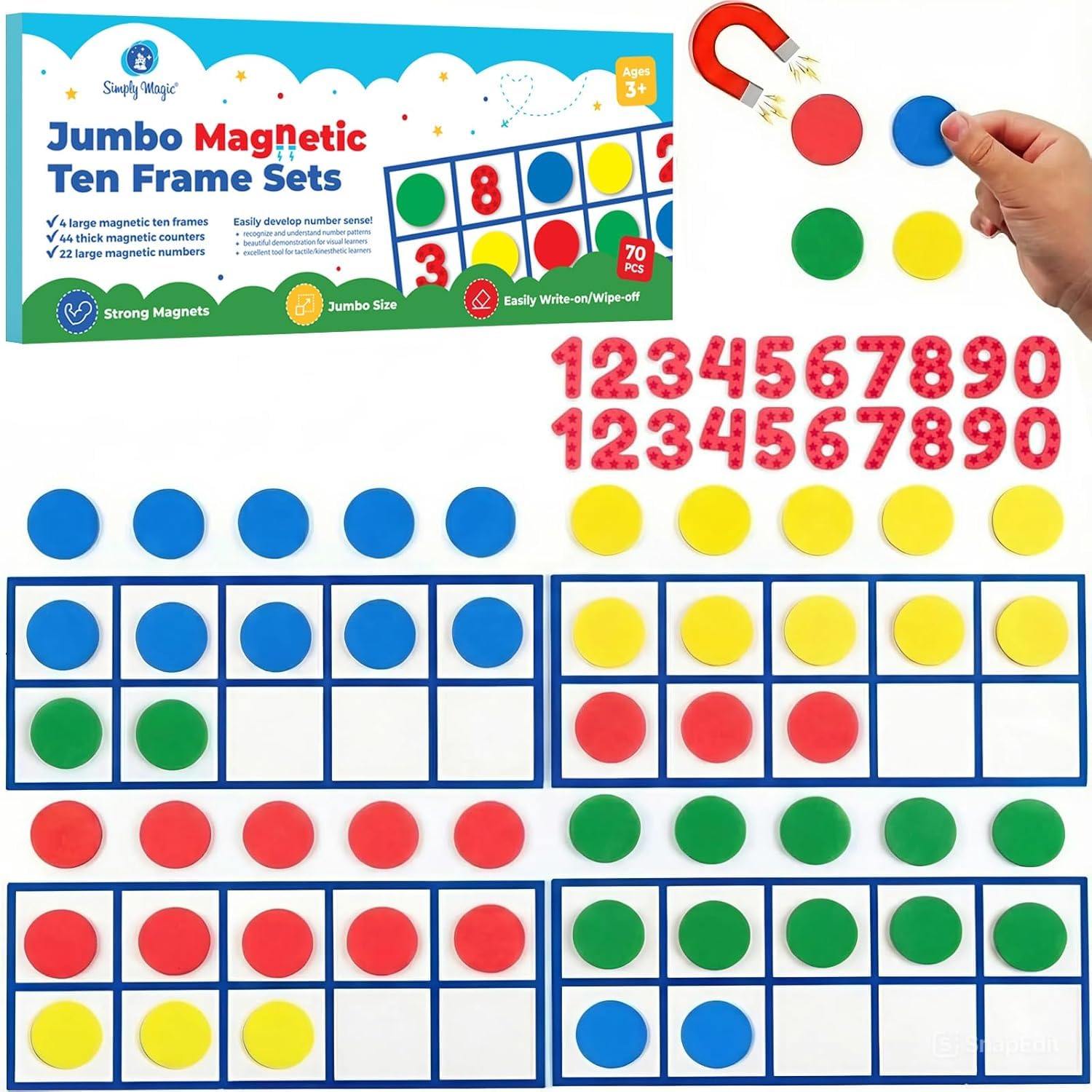 Simply Magic Jumbo Ten Frames on a whiteboard supporting foundational math practice
