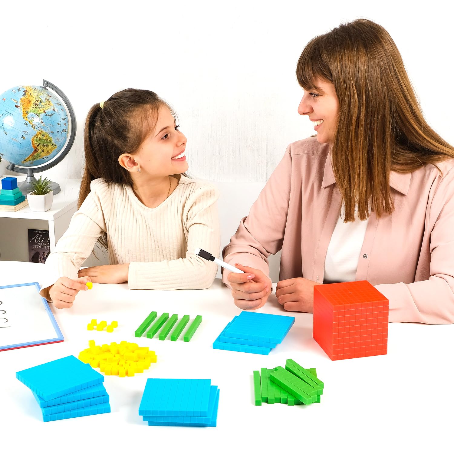 Simply Magic classroom-teaching setup shows a colorful base-ten learning station.