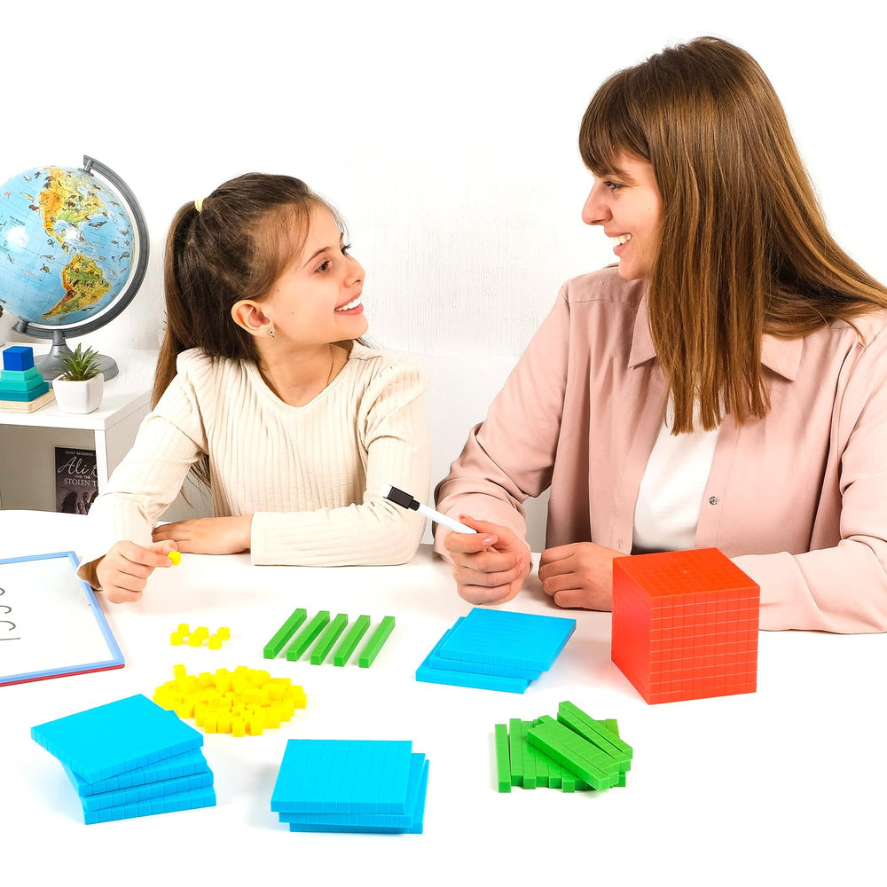 Simply Magic classroom-teaching setup shows a colorful base-ten learning station.