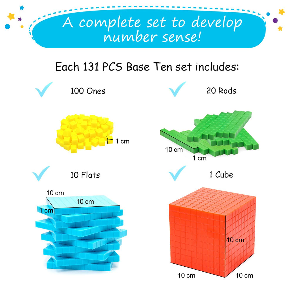 Simply Magic base ten rods tens visually represent tens and counting practice.