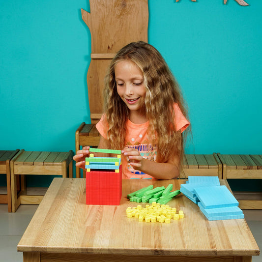 Simply Magic unit blocks close-up for tactile number sense and quick addition practice.