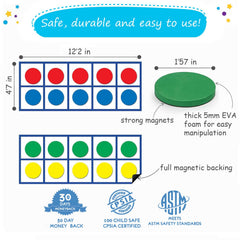 Simply Magic magnets counters in red blue yellow green for color-coded math tasks