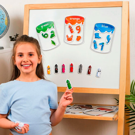 Simply Magic magnets for numbers and colors assist toddlers in sorting and counting