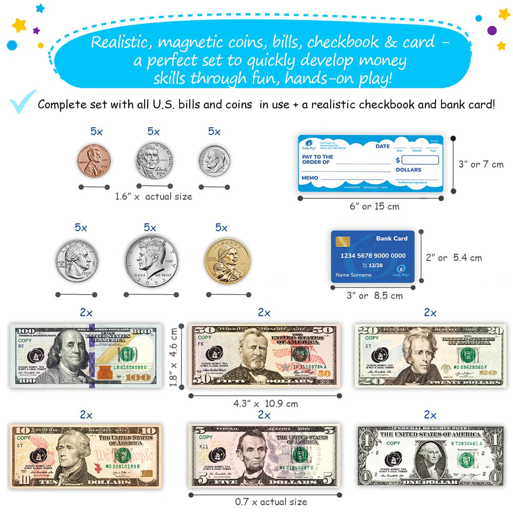 Simply Magic magnetic picture cards boost visual learning during money lessons.