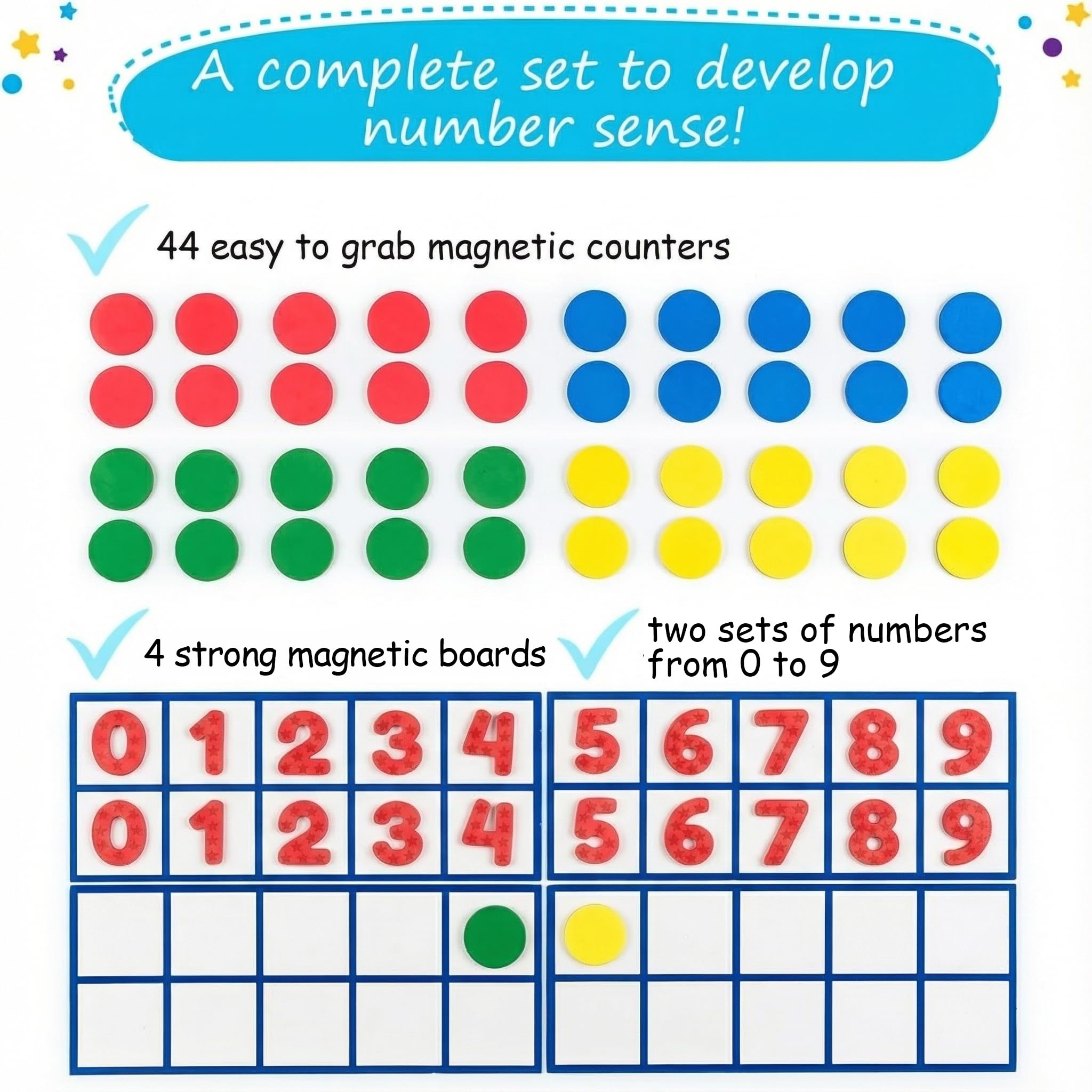 Simply Magic write-and-wipe ten frames on a desk enabling quick practice sessions