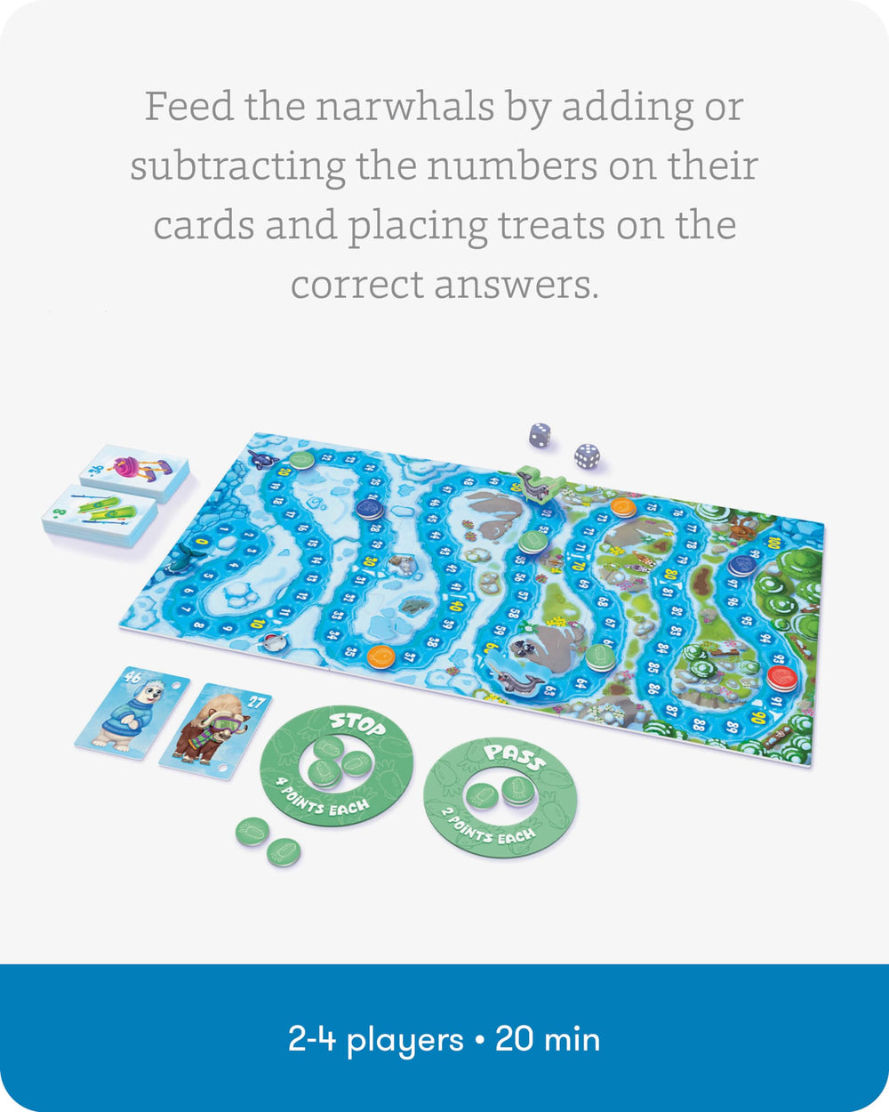 SimplyFun Arctic Riders tokens illustrate points to reinforce counting during play