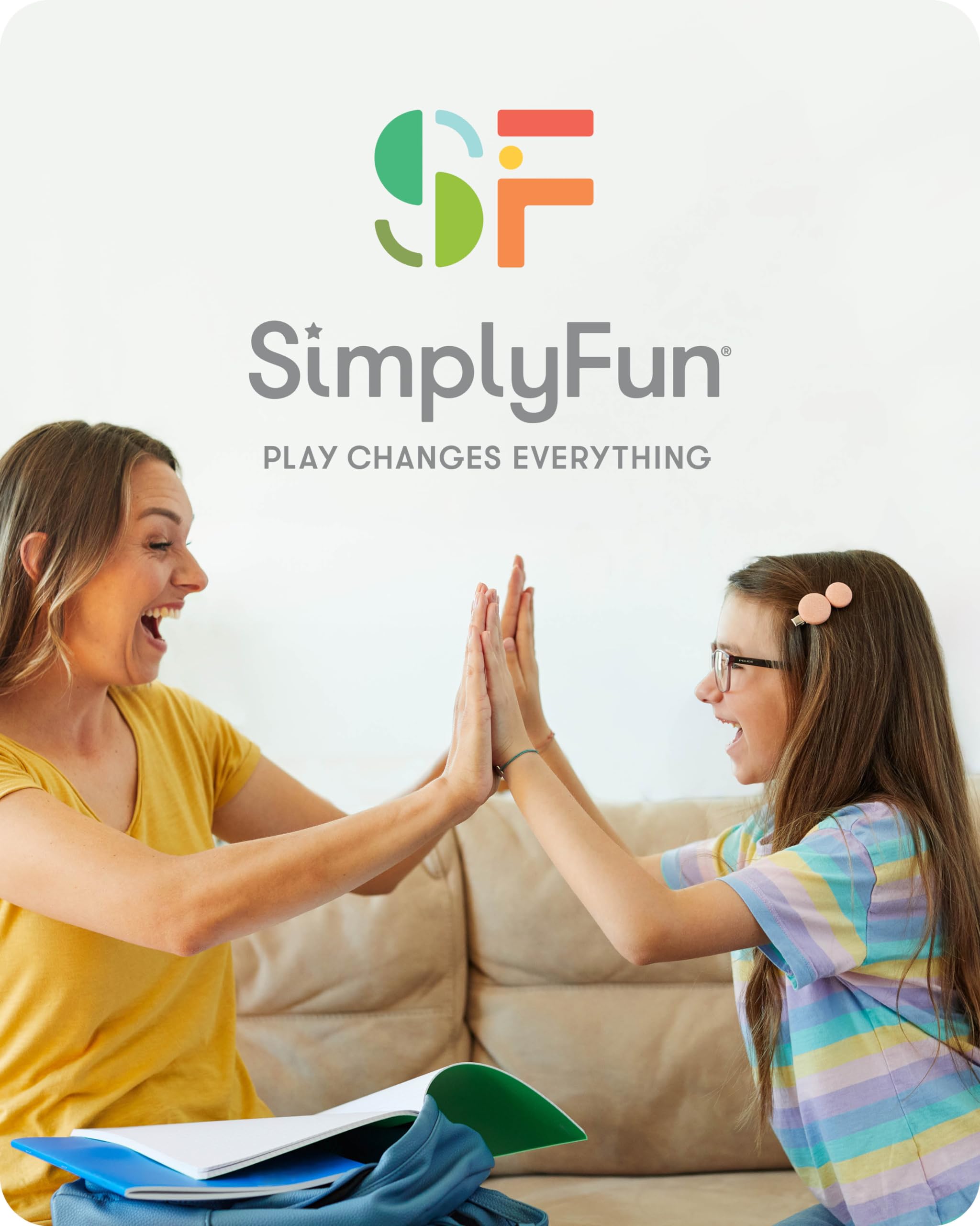 SimplyFun Time Jumpers age range graphics illustrate suitable player ages and engagements