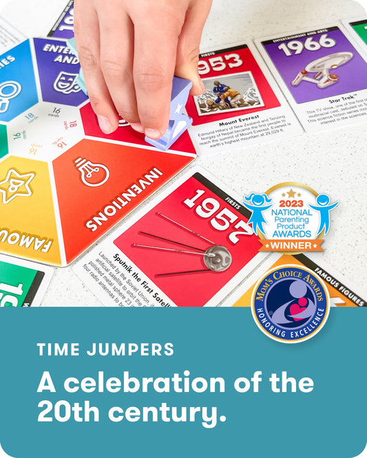 SimplyFun Time Jumpers category portal board shown for immersive time travel learning