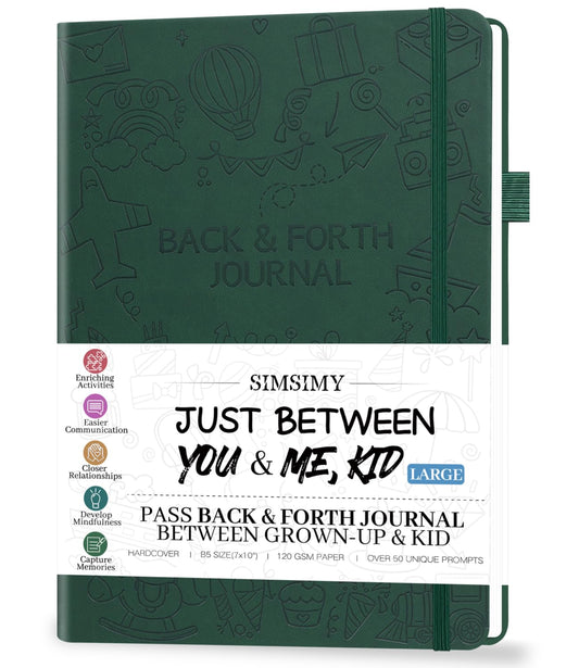 SIMSIMY Just Between You and Me journal cover with eco-leather texture, durable family keepsakes.