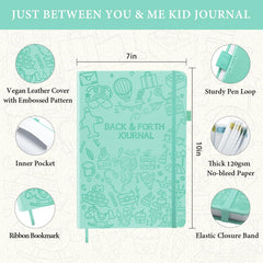SIMSIMY Just Between You and Me Kid Journal front view highlights premium eco-leather cover and durable design.