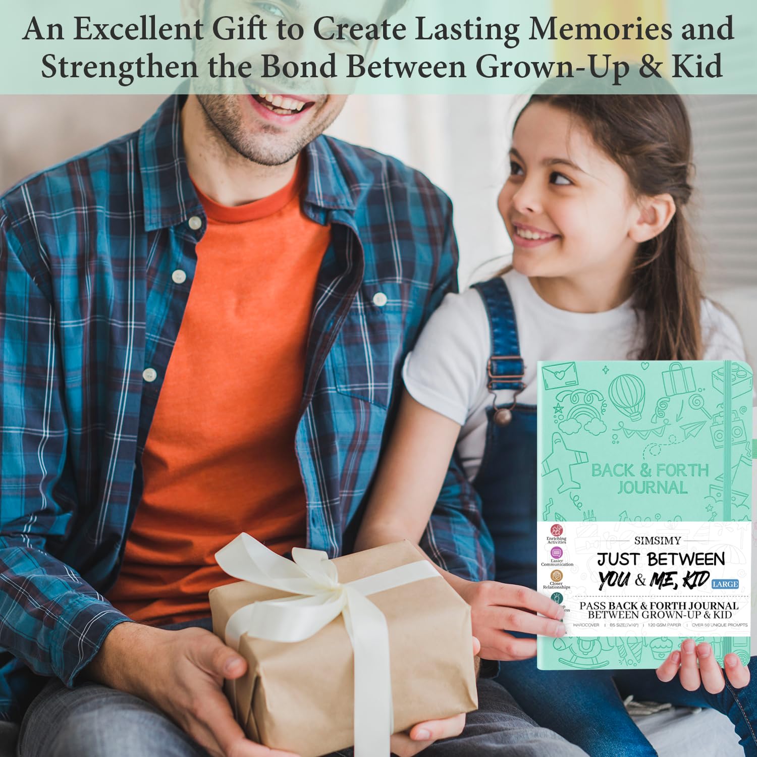 SIMSIMY Just Between You and Me Kid Journal inner pocket stores notes for future memories.