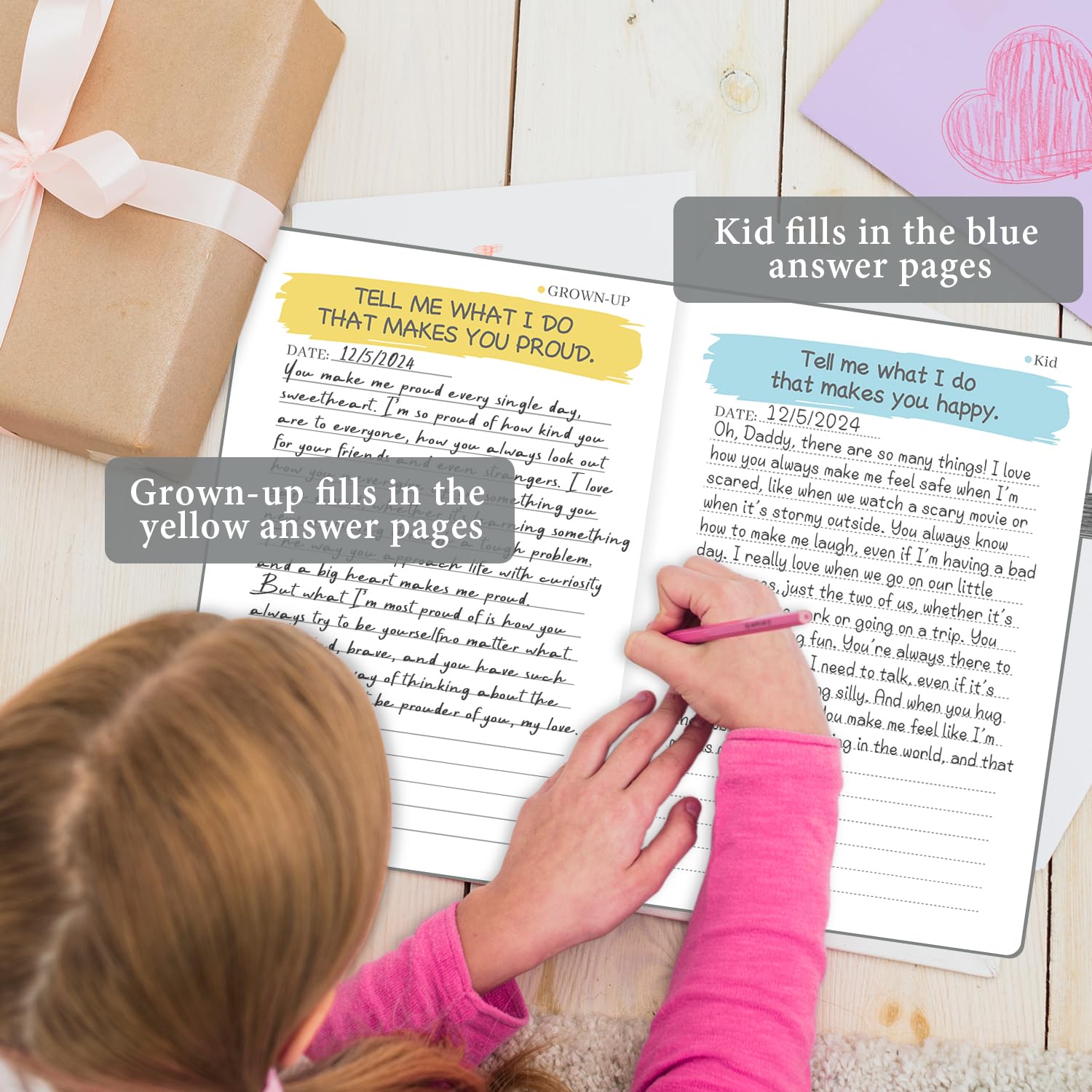 SIMSIMY Just Between You and Me Kid Journal pass-back-and-forth activity illustrates shared storytelling in action.