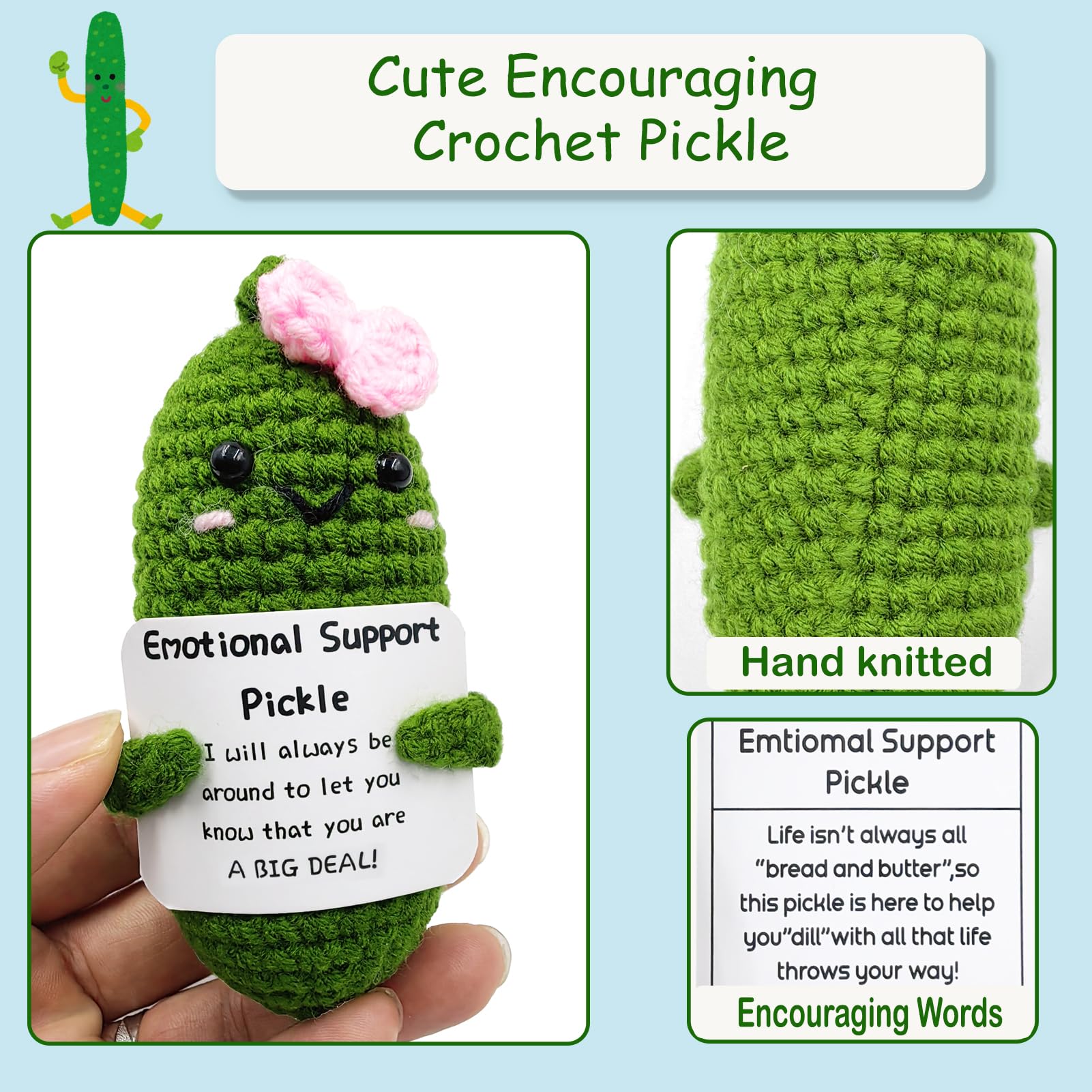 SIMXEHAY Emotional Pickle on desk adds whimsy to work.