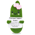 SIMXEHAY Emotional Pickle front view with soft knitted texture for desk cheer.
