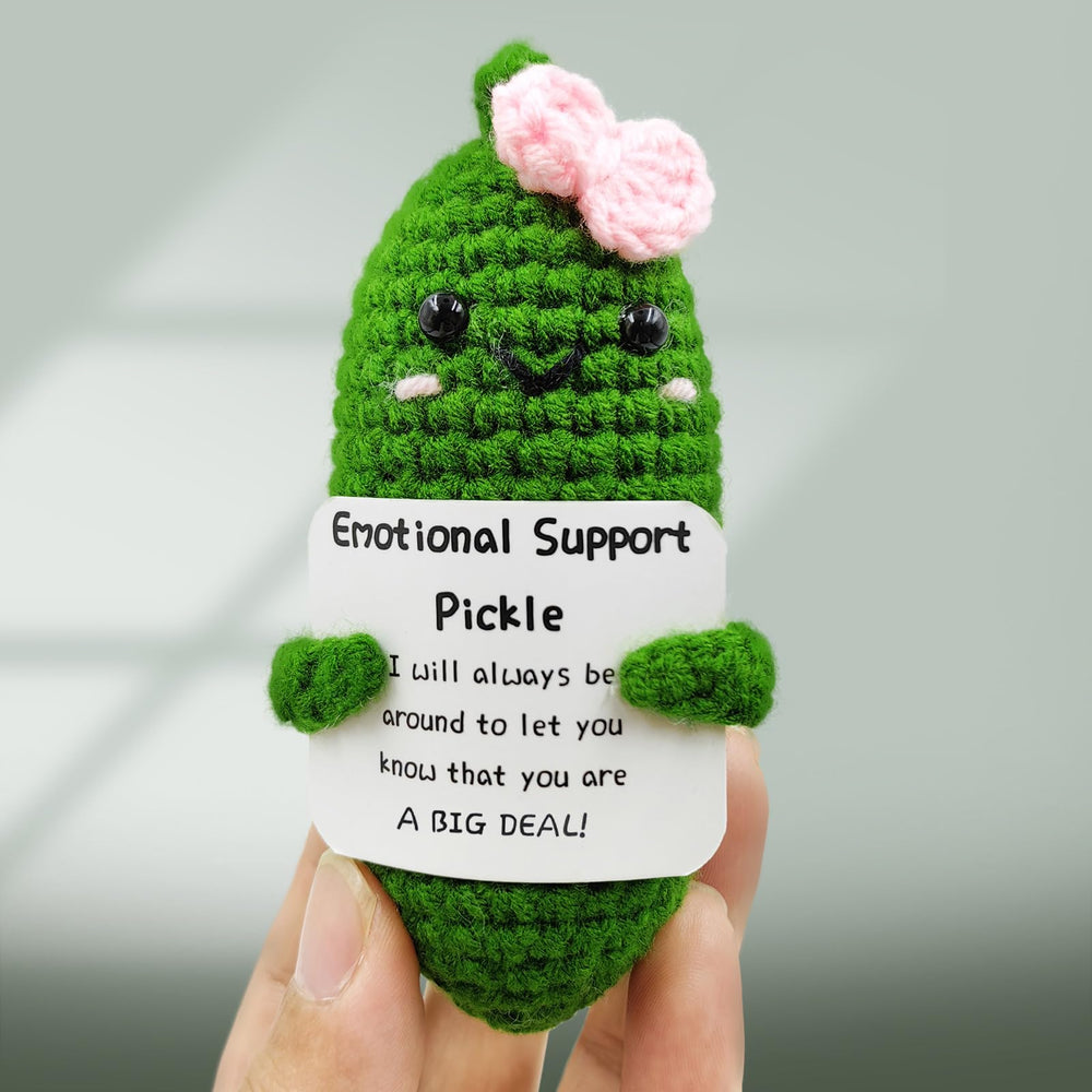 SIMXEHAY Emotional Pickle knit detail highlights handmade charm.