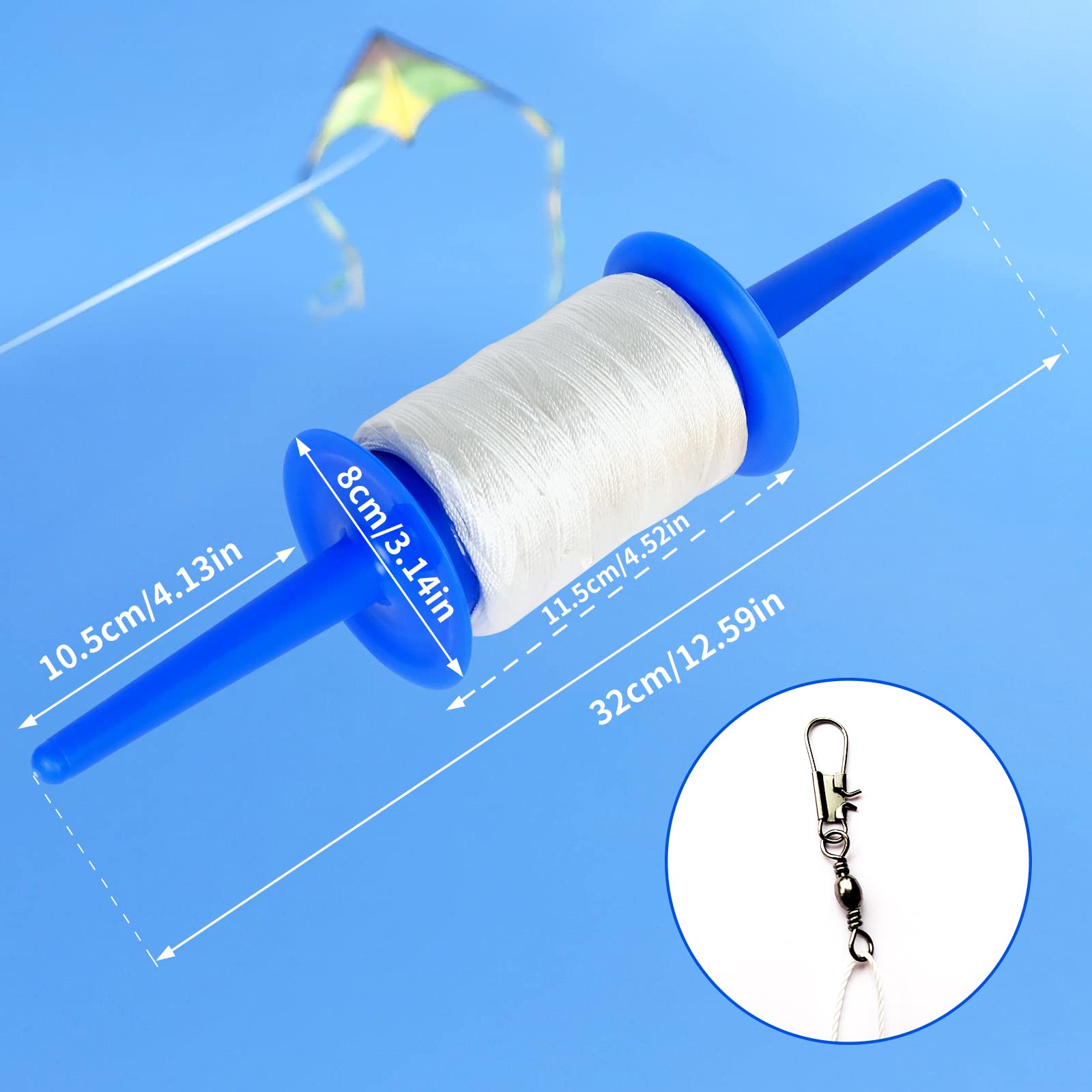 Simxkai 600ft twisted line spool reduces tangling during flights.