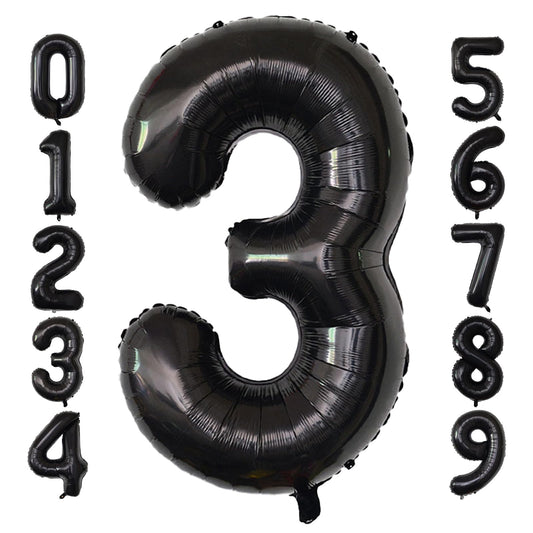 SINBEE 40-inch black 3-number balloon for bold birthday decor
