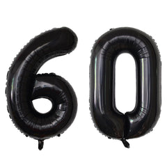 SINBEE 40-inch black 0-number balloon creates bold 60th birthday backdrop.