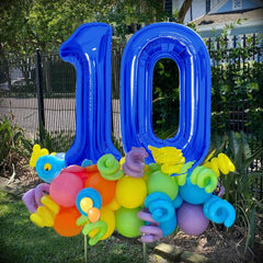 SINBEE navy blue decor backdrop highlighting milestone events