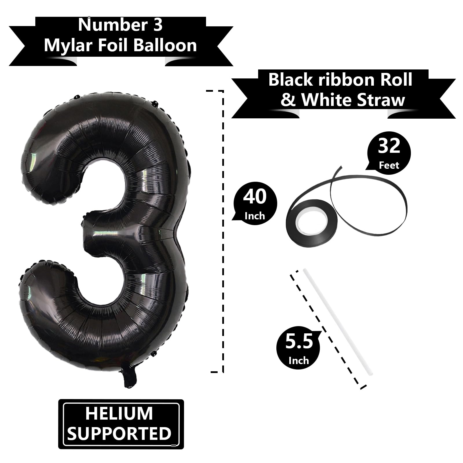 SINBEE foil 3-number balloon adds dramatic accent to events