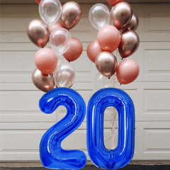 SINBEE giant navy blue number balloon backdrop enhances photo moments.