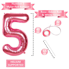 SINBEE hot pink number balloon with straw and string