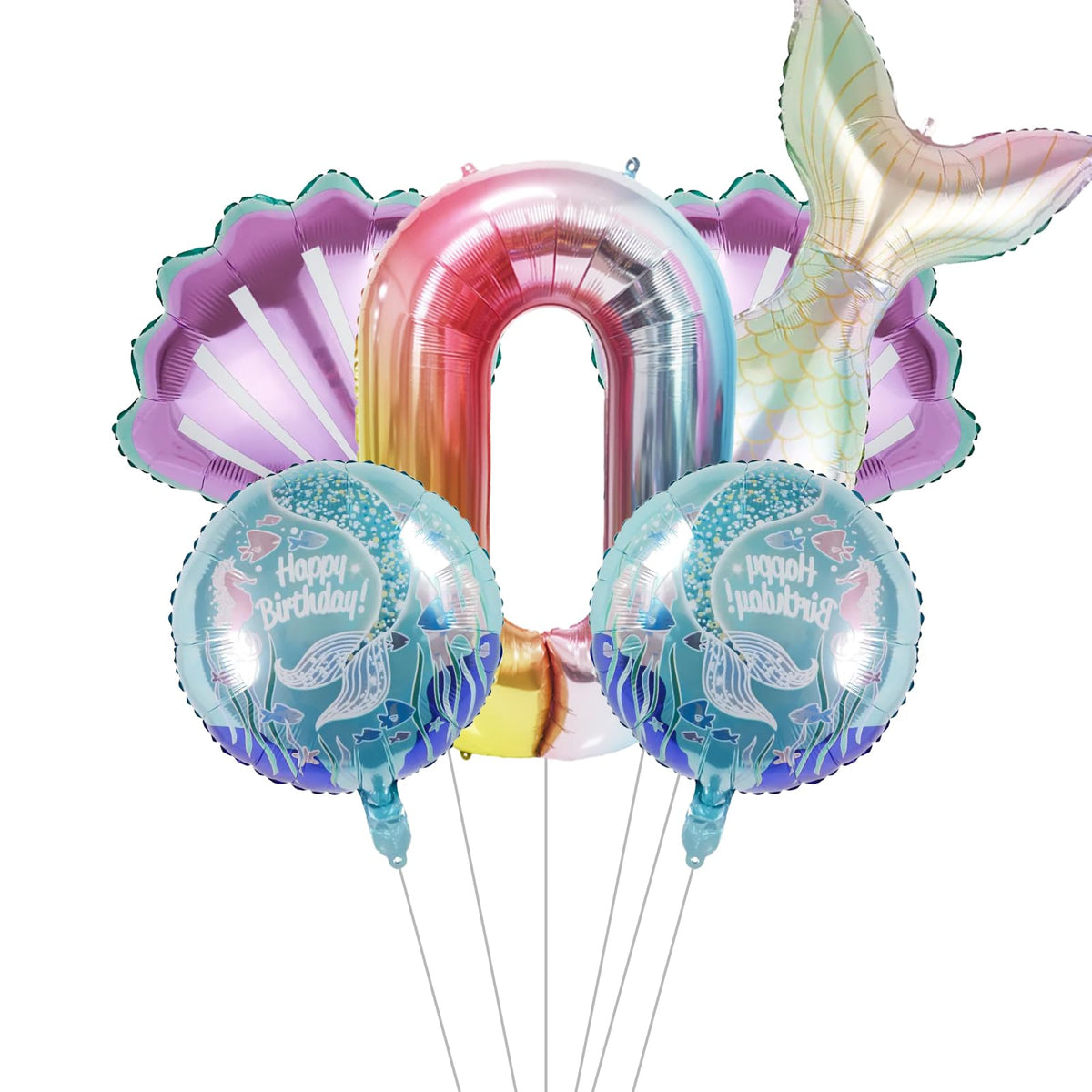 SINBEE 40-inch mermaid number balloon as a bold centerpiece for an ocean-themed birthday