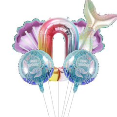 SINBEE 40-inch mermaid number balloon as a bold centerpiece for an ocean-themed birthday