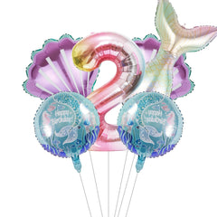 SINBEE mermaid 40-inch number balloon for birthday celebrations and photos