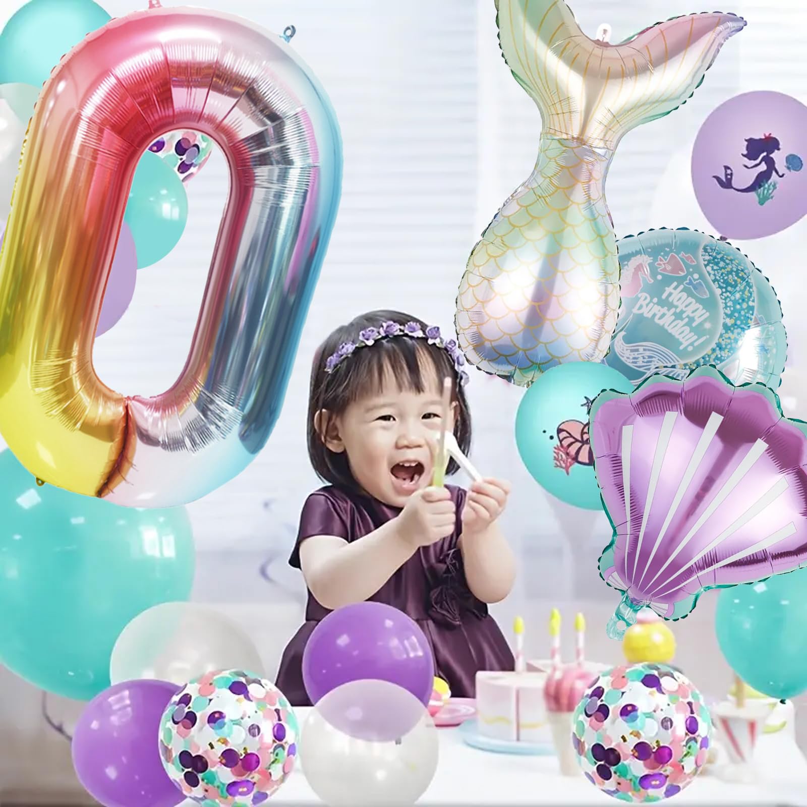SINBEE 18-inch round mermaid balloons for festive under-the-sea visuals