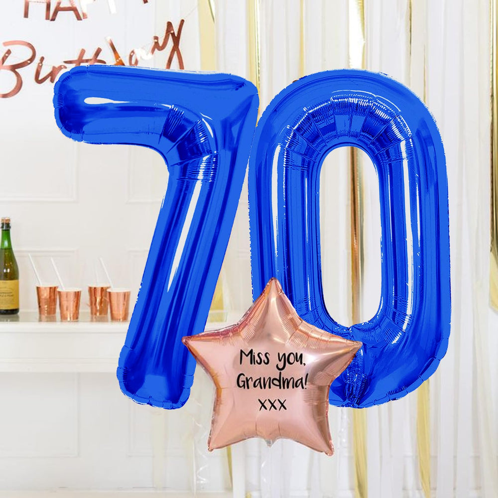SINBEE reusable navy blue number balloon ready for future anniversaries.