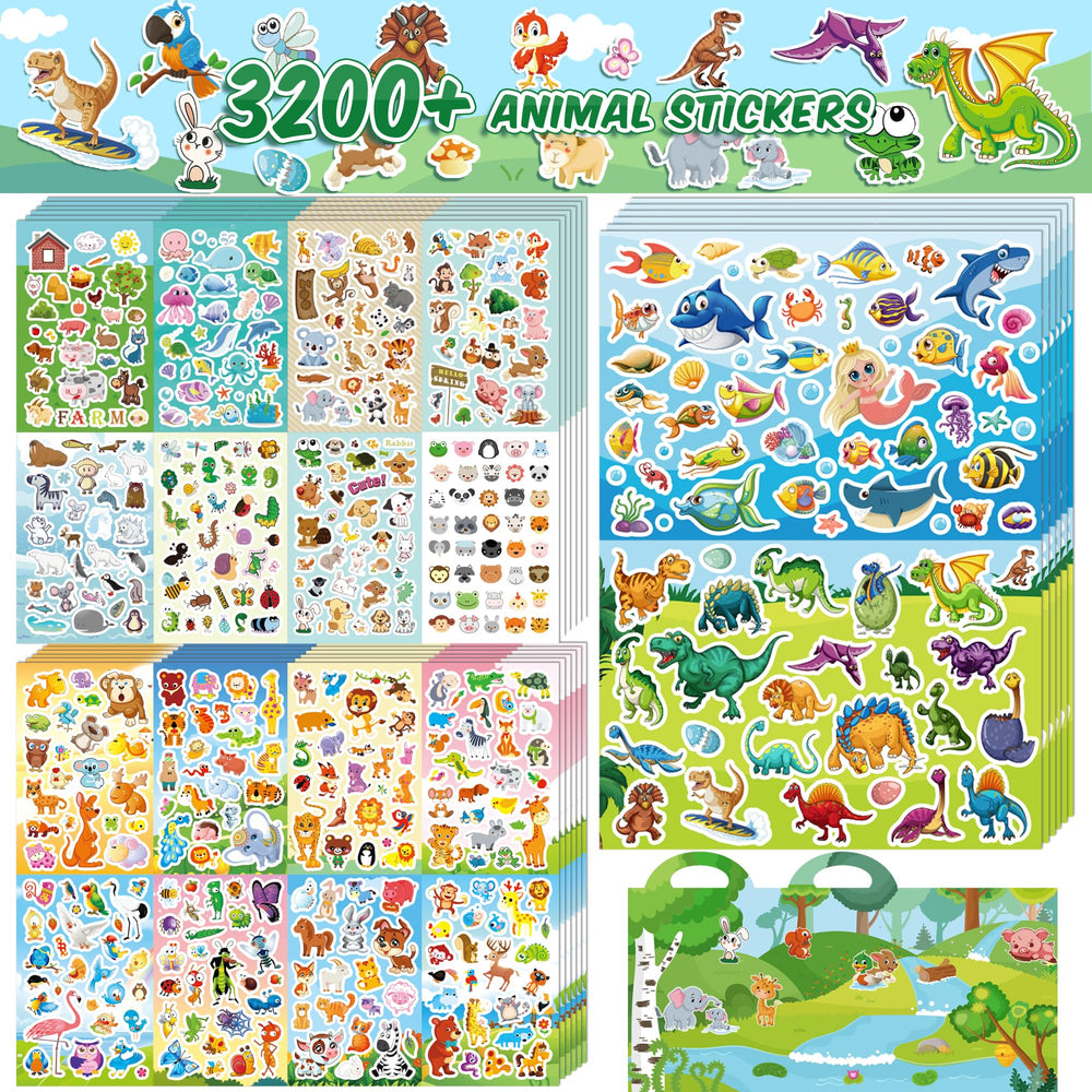 Sinceroduct 102-sheet animal stickers for kids, ideal for crafts and rewards.