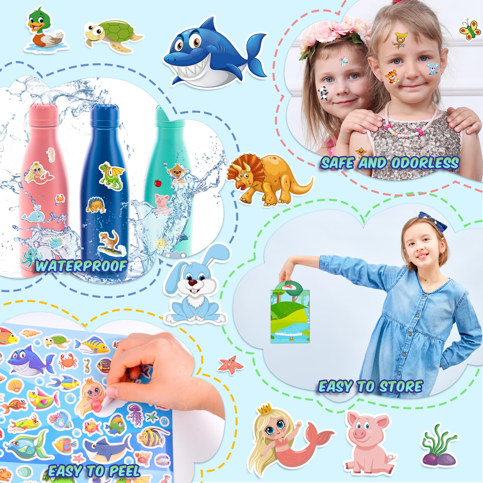 Sinceroduct dinosaur and sea animal stickers engage toddlers during learning.