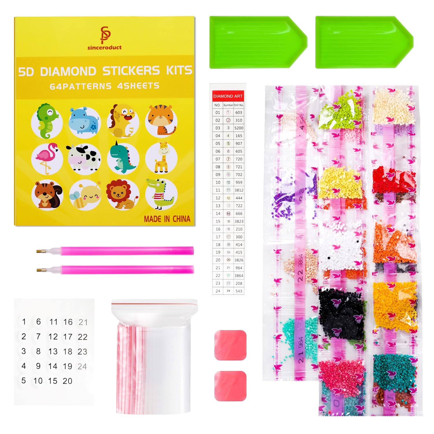 Sinceroduct Sparkling 5D Diamond Sticker Kit vibrant colors make art projects pop.