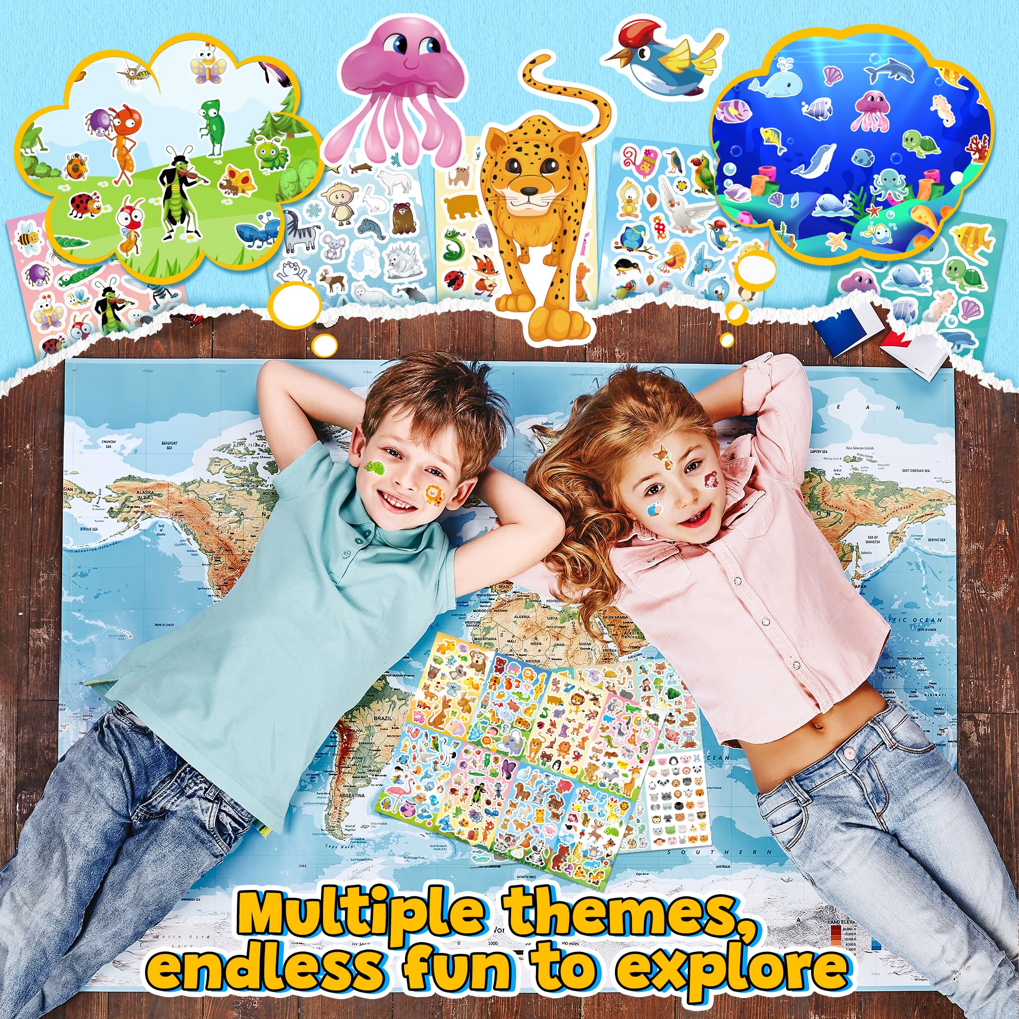 Sinceroduct water bottle animal stickers are waterproof and kid-safe