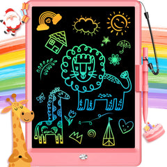 SINKXKOO 10-inch pink LCD writing tablet for kids' colorful drawing and learning.